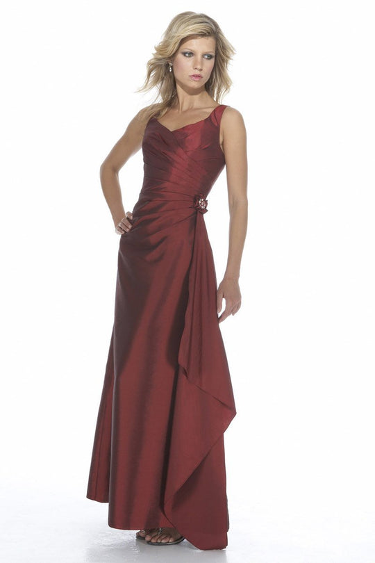 Alexia Designs - 2936 Embellished Pleated V-neck A-line Dress In Red