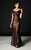 Daymor Couture - Off Shoulder Sheer Textured Evening Gown 503 in Green
