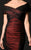 Daymor Couture - Off Shoulder Sheer Textured Evening Gown 503 in Red