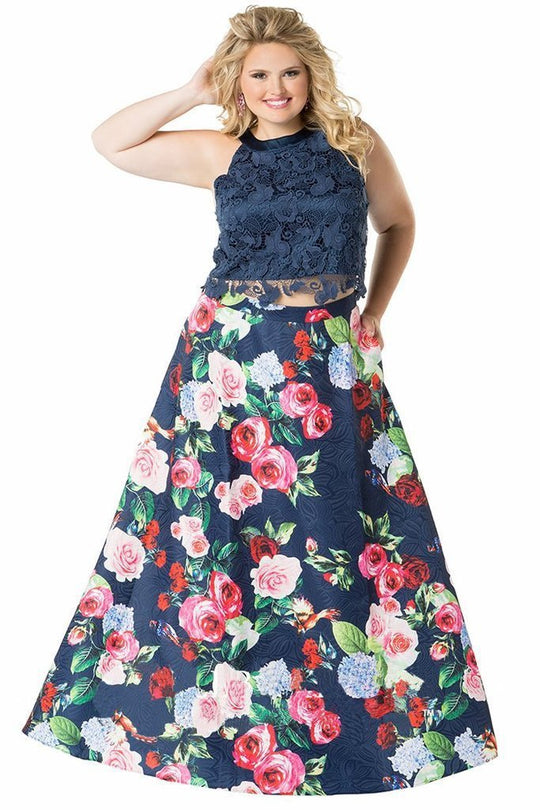CE1804 Two Piece Floral Print Dress