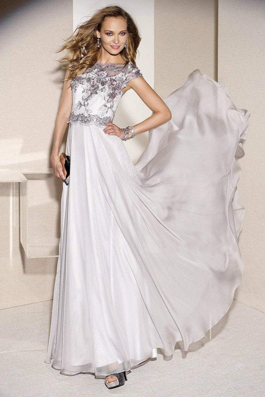 Alyce Paris - Bedazzled A-line Dress in Silver