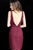 Jovani - 2966 Plunging V-neck Glitter Fabric Sheath Dress In Red