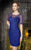 Alyce Paris - 29667 Illusion Short Sleeve Ruched Sheath Dress In Blue