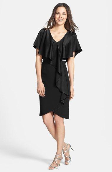 Daymor Couture - 609 Drape Short Sleeve V Neckline Cocktail Dress in Black