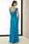 Alyce Paris Black Label - 29709 Brooch Accented Sheath Gown in Blue