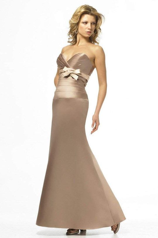 Alexia Designs - 2970 Pleated Sweetheart Satin Trumpet Dress In Brown