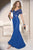 Alyce Paris - Bejeweled V-Neck Illusion Gown in Orchid 29736 in Blue