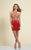 Dave & Johnny - 2973 Gilt Lace Cutout Bodice Cocktail Dress in Red