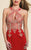 Dave & Johnny - 2973 Gilt Lace Cutout Bodice Cocktail Dress in Red