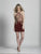 Dave & Johnny - 2973W Gold Lace Appliqued Halter Fitted Cocktail Dress In Red
