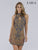 Lara Dresses - 29743 Embellished Two Tone High Halter Sheath Dress In Gold and Blue