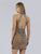 Lara Dresses - 29743 Embellished Two Tone High Halter Sheath Dress In Gold and Blue