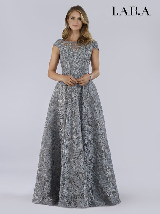 Lara Dresses - 29752 Embellished Bateau A-line Gown In Gray