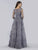 Lara Dresses - 29755 Long Sleeve Embroidered Blossom Overskirt Gown In Purple
