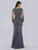 Lara Dresses - 29757 Bead Applique Crusted Long Sleeve Gown In Gray
