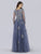 Lara Dresses - 29760 Illusion Long Sleeve Bead Appliqued A-Line Gown In Blue