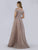 Lara Dresses - 29765 Short Sleeve Bead Embroidered Long Evening Gown In Pink
