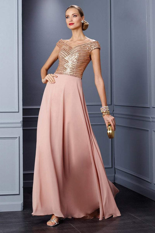 Alyce Paris - 29772 Sequined V Neck A-Line Evening Gown In Pink