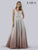 Lara Dresses - 29778 Pleated Plunging V-Neck A-Line Dress In Silver and Pink