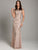 Lara Dresses - 29809 Lattice Beaded Cap Sleeve Sheath Gown In Pink