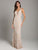 Lara Dresses - 29833 Lattice Beaded Deep V-neck Sheath Dress In Neutral and White