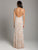 Lara Dresses - 29833 Lattice Beaded Deep V-neck Sheath Dress In Neutral and White