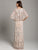 Lara Dresses - 29838 Cape Sleeve Ivy Motif Sheath Gown In Neutral