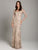 Lara Dresses - 29839 Swirling Lattice Motif Long Sleeve Gown In Neutral