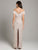 Lara Dresses - 29847 Beaded Fringe Illusion Jewel Sheath Dress In Neutral and Silver