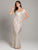 Lara Dresses - 29847 Beaded Fringe Illusion Jewel Sheath Dress In Neutral and Silver