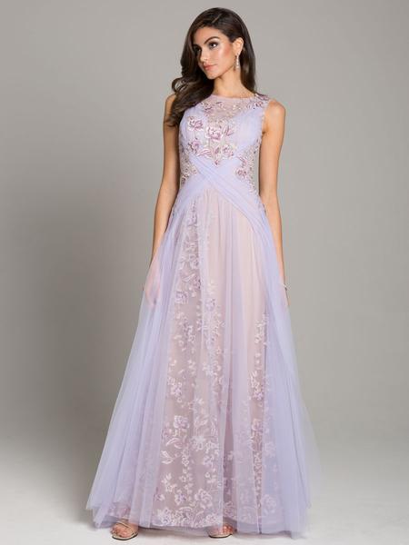 Lara Dresses - 29859 Lace and Tulle Bateau A-line Dress In Purple