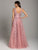 Lara Dresses - 29862 V-Neck Beaded Lace Ornate Tulle A-Line Gown In Pink