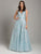 Lara Dresses - 29862 V-Neck Beaded Lace Ornate Tulle A-Line Gown In Blue