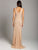 Lara Dresses - 29865 Embellished V-neck Sheath Dress With Train in Neutral