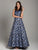 Lara Dresses - 29867 Brocade Jewel Neck A-line Dress In Blue and Floral