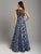 Lara Dresses - 29867 Brocade Jewel Neck A-line Dress In Blue and Floral