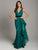 Lara Dresses - 29872 Lace Deep V-neck Ruffled Sheath Dress In Green