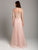 Lara Dresses - 29873 Golden Lace Appliqued Long Sleeve A-Line Gown In Pink