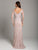 Lara Dresses - 29886 Foliage Motif Beaded Long Sleeve Gown In Pink