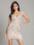 Lara Dresses - 29889 Geometric Beaded Cap Sleeve Fringed Dress In White and Neutral