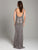 Lara Dresses - 29890 Lattice Beaded Scoop Back Long Gown In Silver and Gray