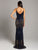 Lara Dresses - 29892 Embellished Deep V-neck Trumpet Dress In Blue