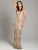 Lara Dresses - 29893 Beaded V-neck Sheath Dress With Back Slit In Neutral