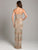 Lara Dresses - 29893 Beaded V-neck Sheath Dress With Back Slit In Neutral