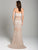 Lara Dresses - 29895 Embellished V-neck Trumpet Dress With Train In Neutral and Multi-Color