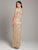 Lara Dresses - 29896 Embellished Short Sleeve V-neck Sheath Dress In Neutral