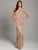 Lara Dresses - 29897 Beaded Fringe Plunging V-neck Sheath Dress In Pink and Gold
