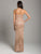Lara Dresses - 29897 Beaded Fringe Plunging V-neck Sheath Dress In Pink and Gold