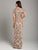 Lara Dresses - 29899 Embellished Plunging V-neck Sheath Dress In Neutral and Gray