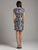 Lara Dresses - 29909 Cap Sleeve Geometric Beaded Short Dress in Blue and Silver